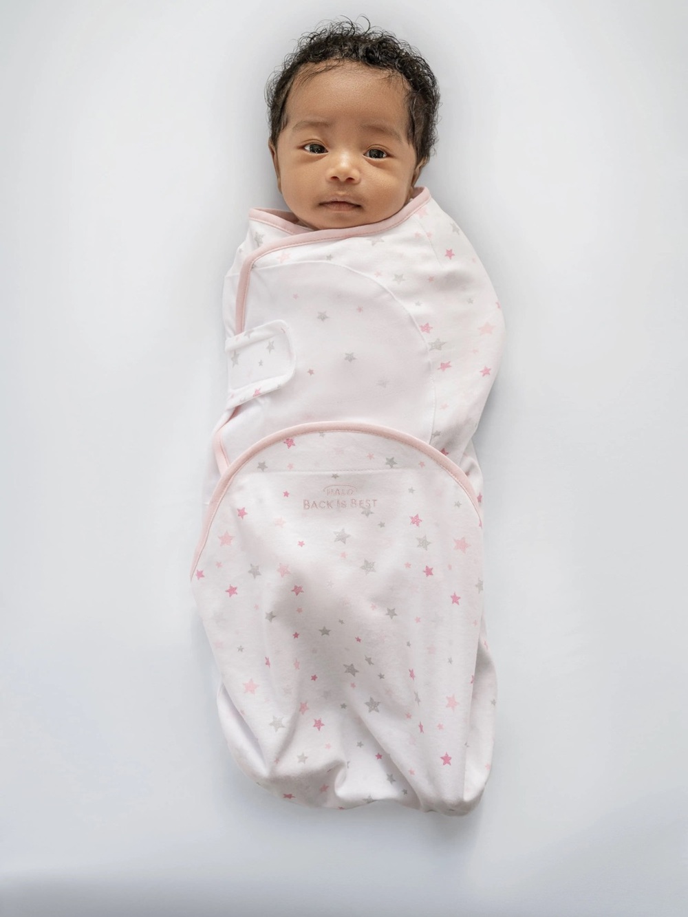 HALO SwaddleSure Newborn Safe Sleep Pouch - Gray with Pink Stars